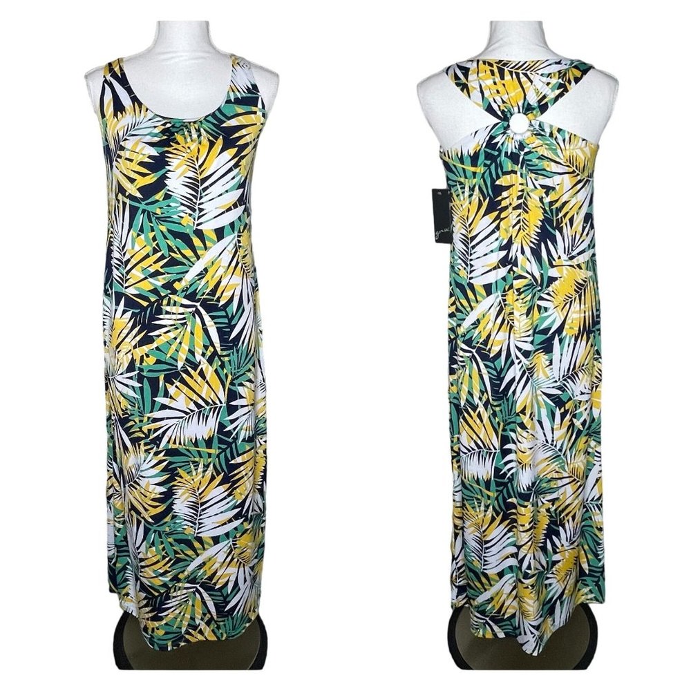 GNW S tropical print sundress blue yellow